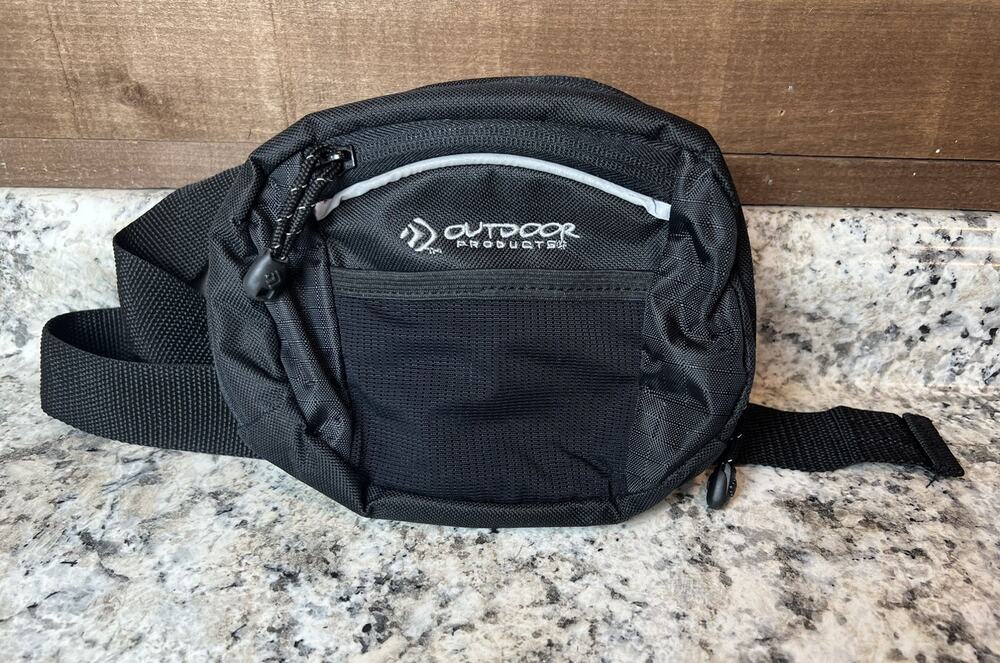 Outdoor Products Fanny Pack / Belt Bag /Waist Pouch - Hiking Walking, Black